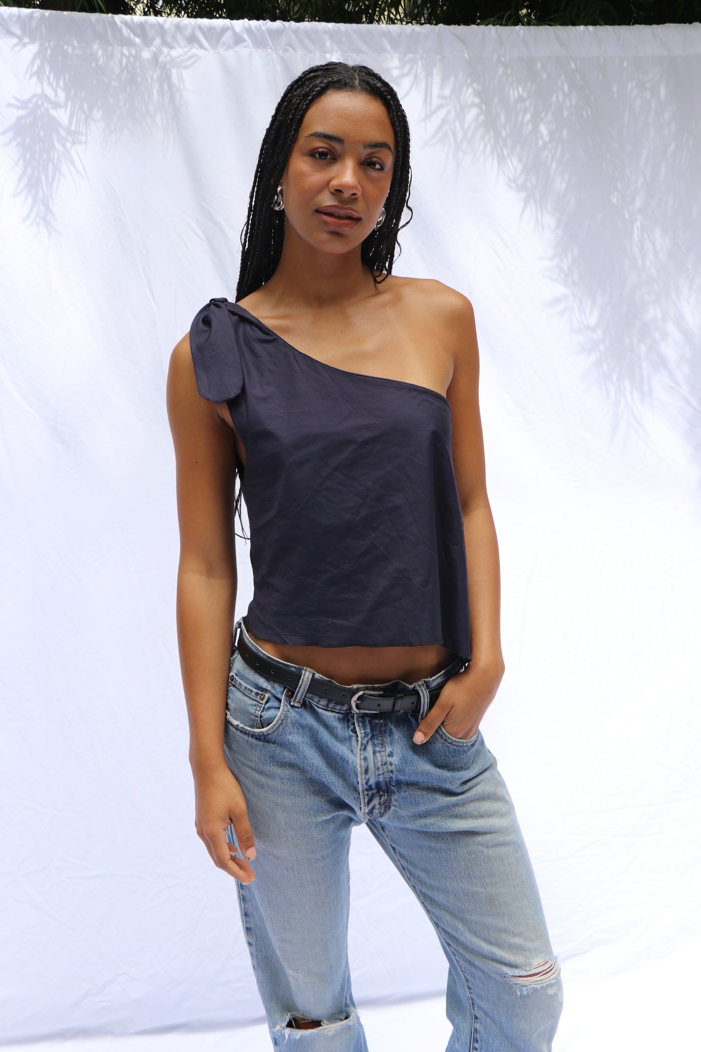 Navy Single Knot Top